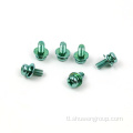 Green zinc plated sems screws na may flat washer